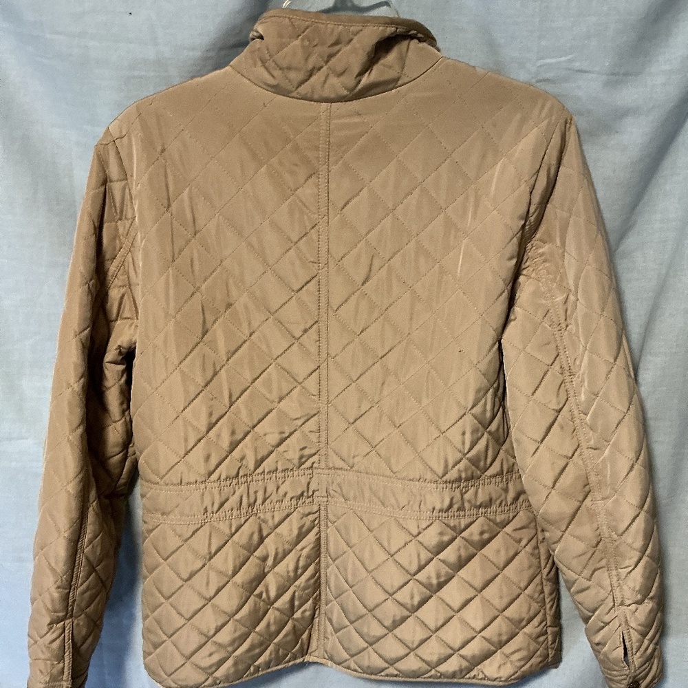 British Khaki Quilted Women’s Short Coats Beige Large (b2) - Picture 4 of 6